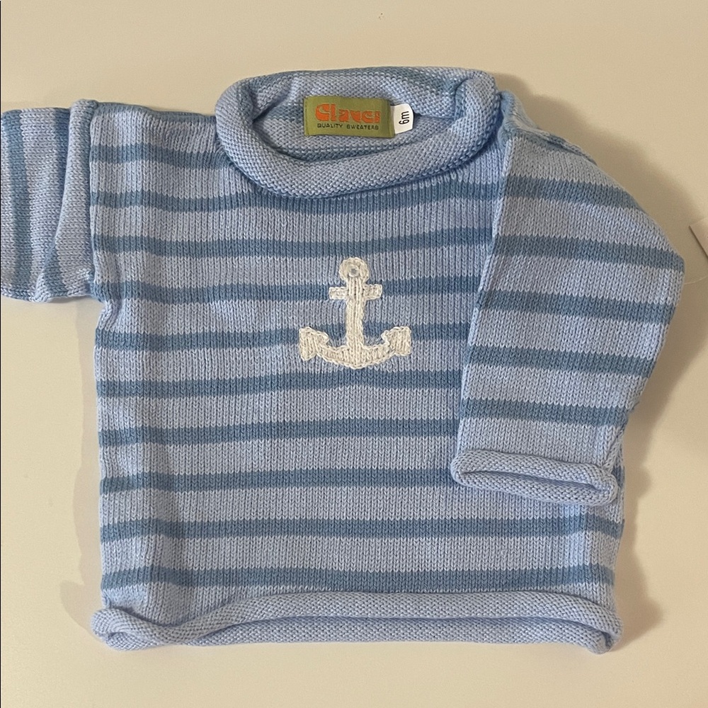 NWT- Boutique blue roll neck striped Baby Sweater - various sizes